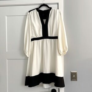 Ann Taylor Ivory and Black Trim Dress